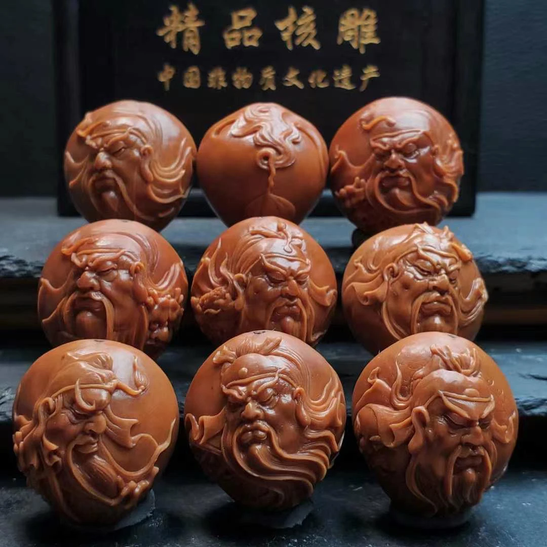 苏工橄榄核雕关公梅林铁核手串