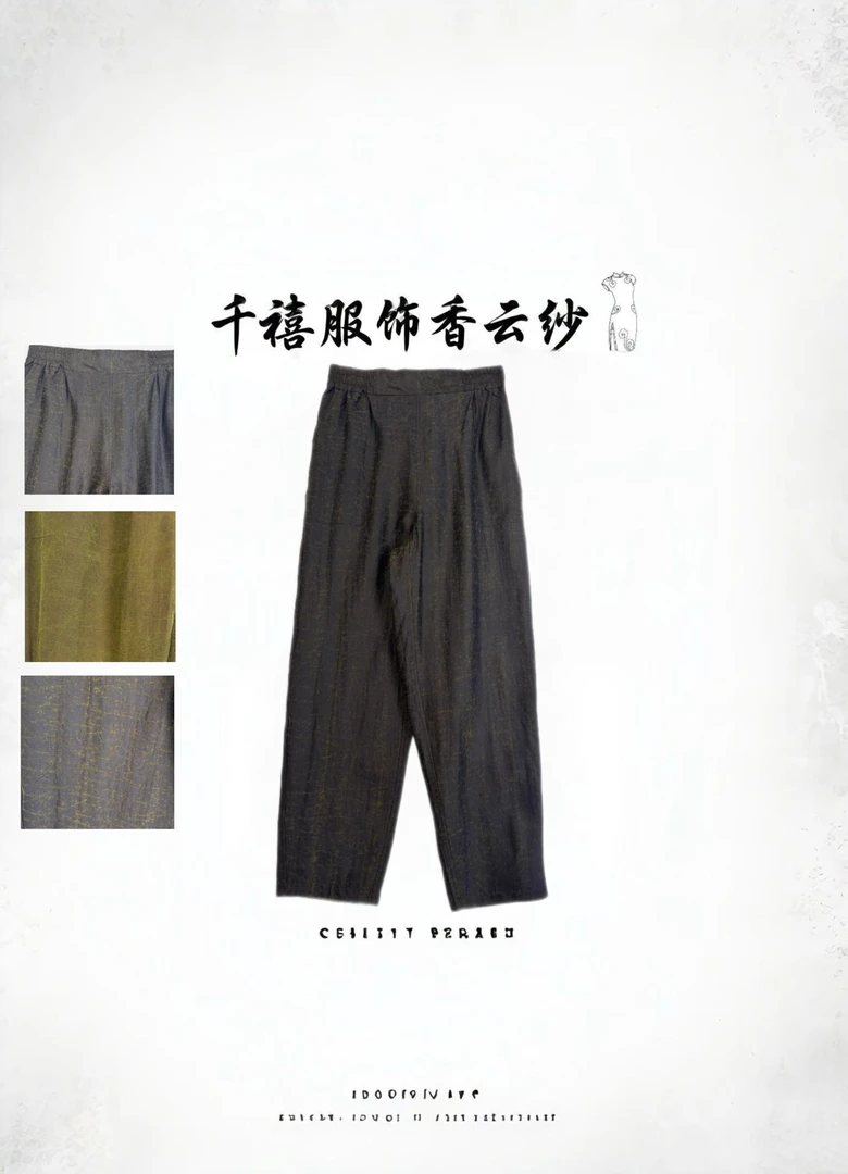 【千禧专属】953简约大气唯美双面穿绿龟桑蚕丝香云纱小脚裤