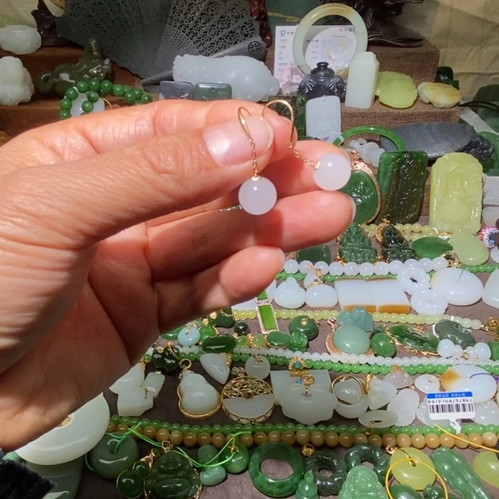 和田玉（白玉）18K金镶嵌颈饰
