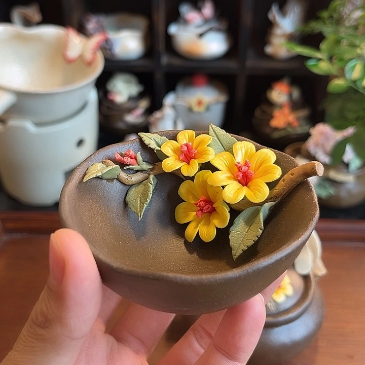 千玺造物手作桂花柴窑茶杯