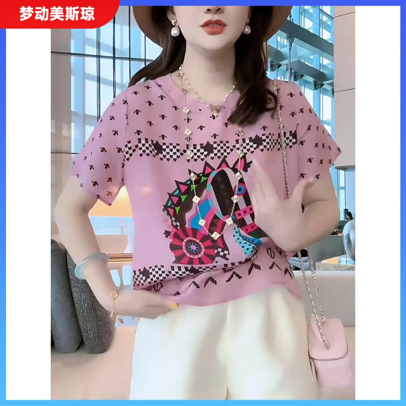 I时尚款式t恤女短袖2025夏季宽松大码休闲减龄显瘦体恤衫上衣1