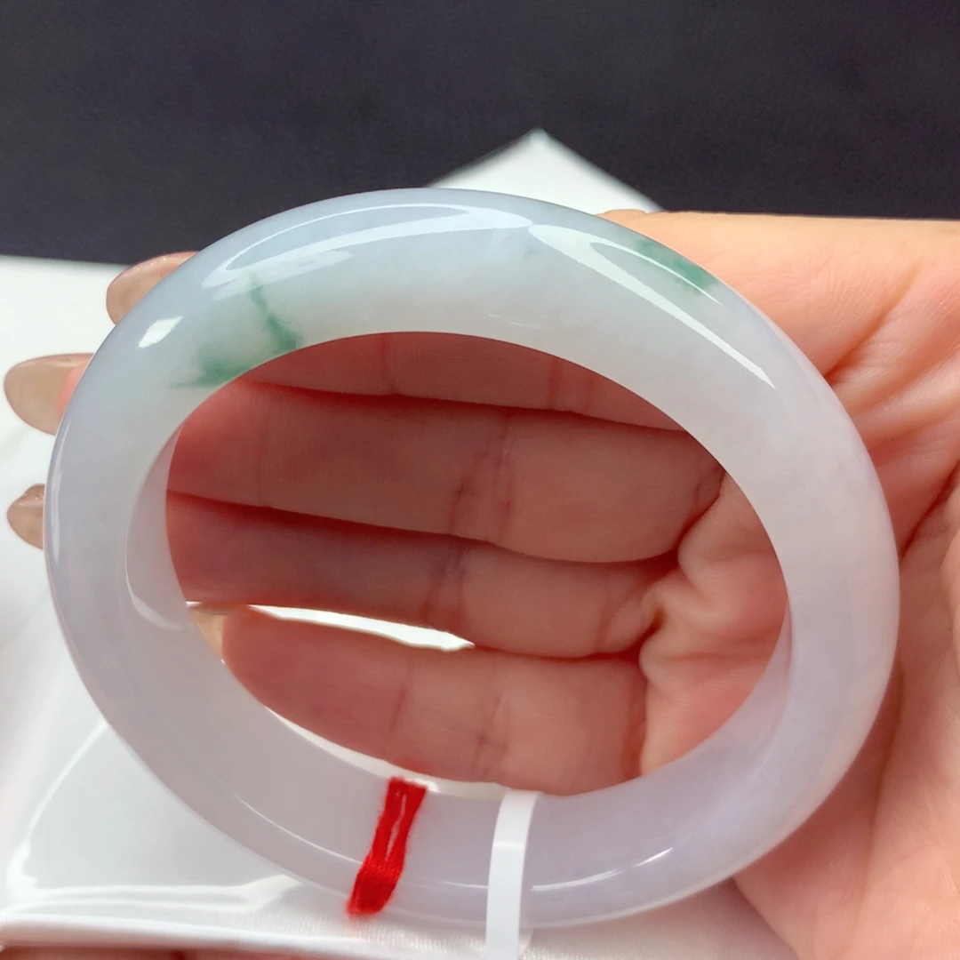 翡翠未镶嵌手镯55-56冰胶飘花