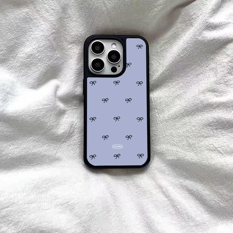 新款韩系566262紫蝴蝶结手机壳适用苹果16pro小米15/14/13华为p60