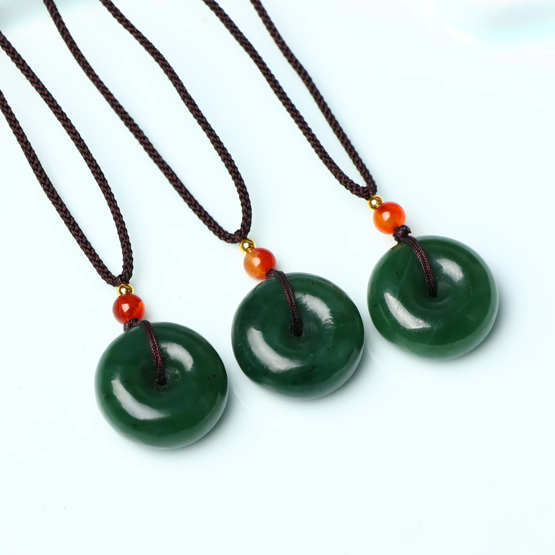 【小胖说玉】和田玉碧玉卡25mm平安扣时尚吊坠多样性发货拍一发一