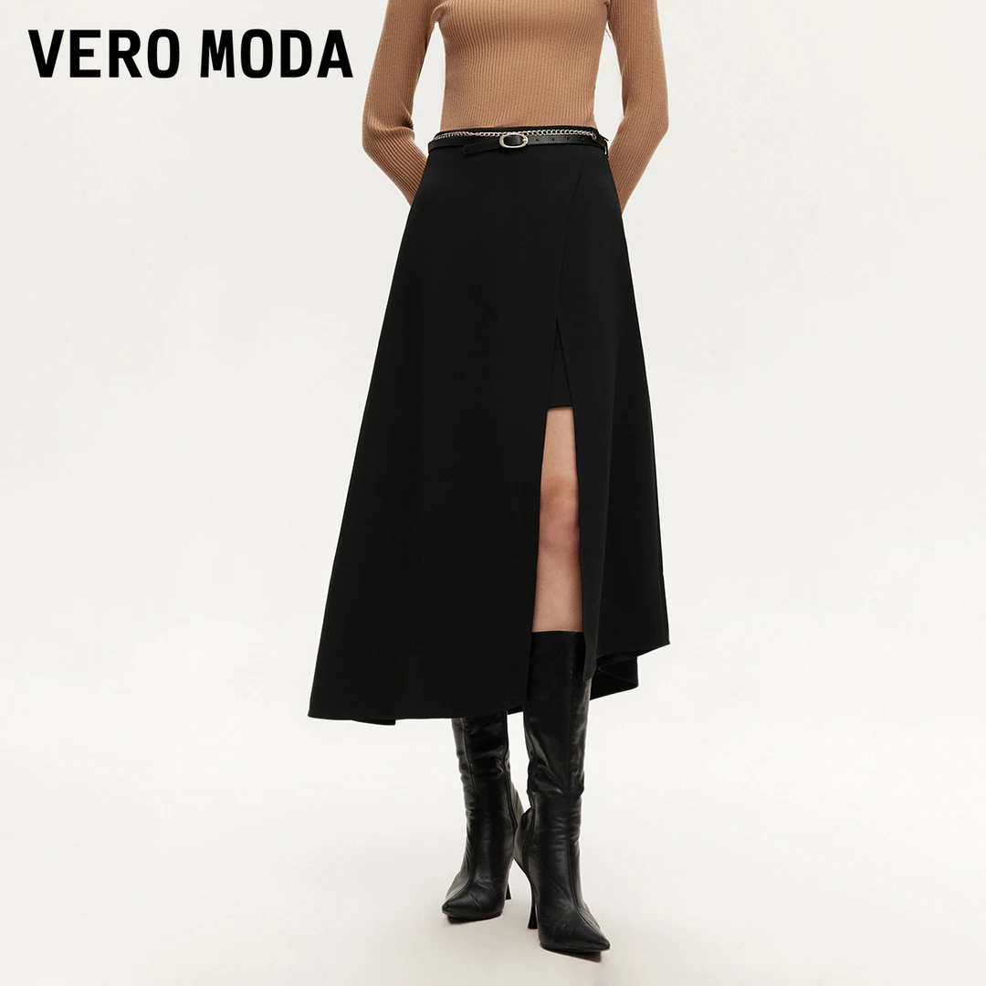 Vero Moda半身裙女2024早秋新款真两件一片式裙子短裤 324316016