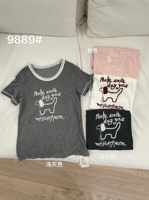 卡麦酱-RX 撞色领小狗短袖 9889