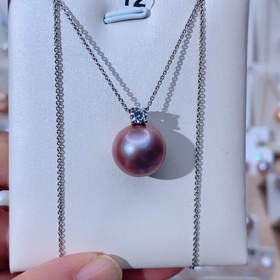 颈饰银S925镶嵌淡水珍珠若*