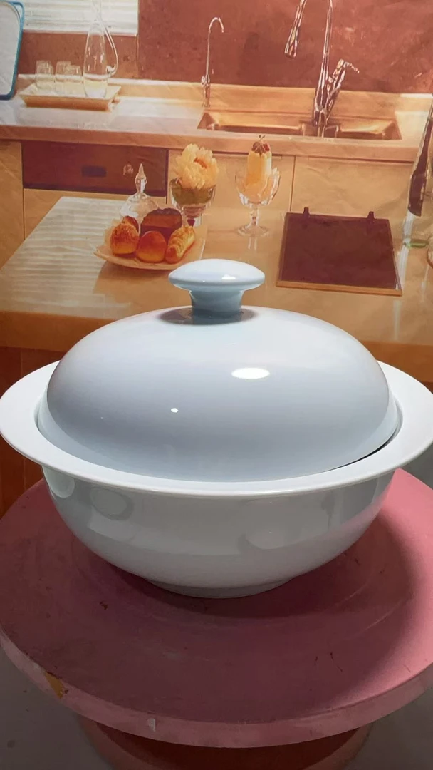 景德镇高温瓷豆青9英寸大汤煲1个装