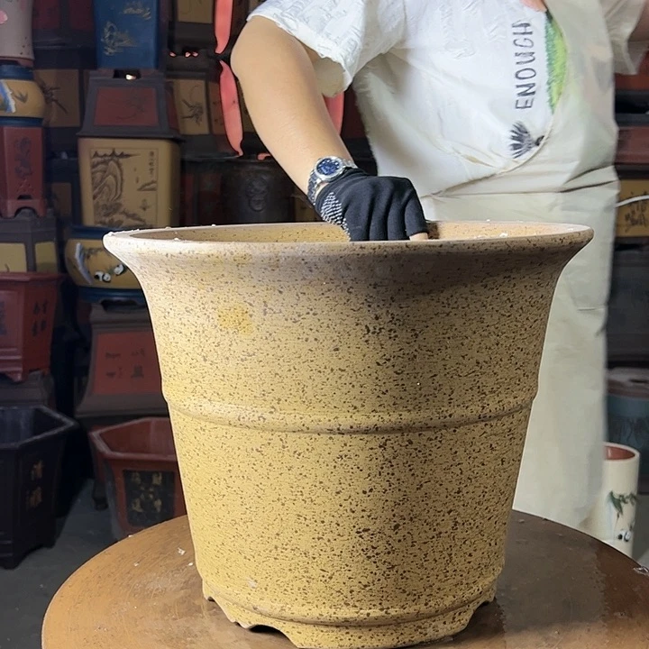 宜兴紫砂花盆高栏还原烧大号