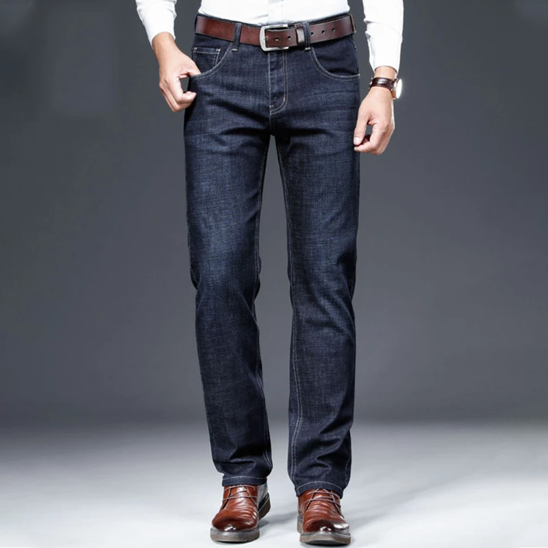 292【厚款牛仔裤】秋冬中老年男士加厚牛仔长裤直筒弹力宽松爸爸
