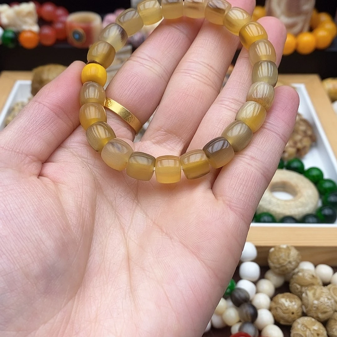 驼骨手串/手链10×9黑驴蹄全蜜色骨