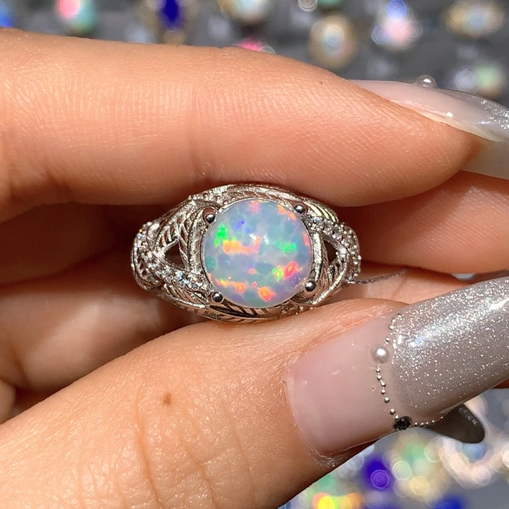 欧泊戒指h银S925镶嵌福利