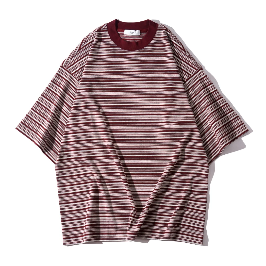 210克  条纹宽松简洁圆领t恤 1089