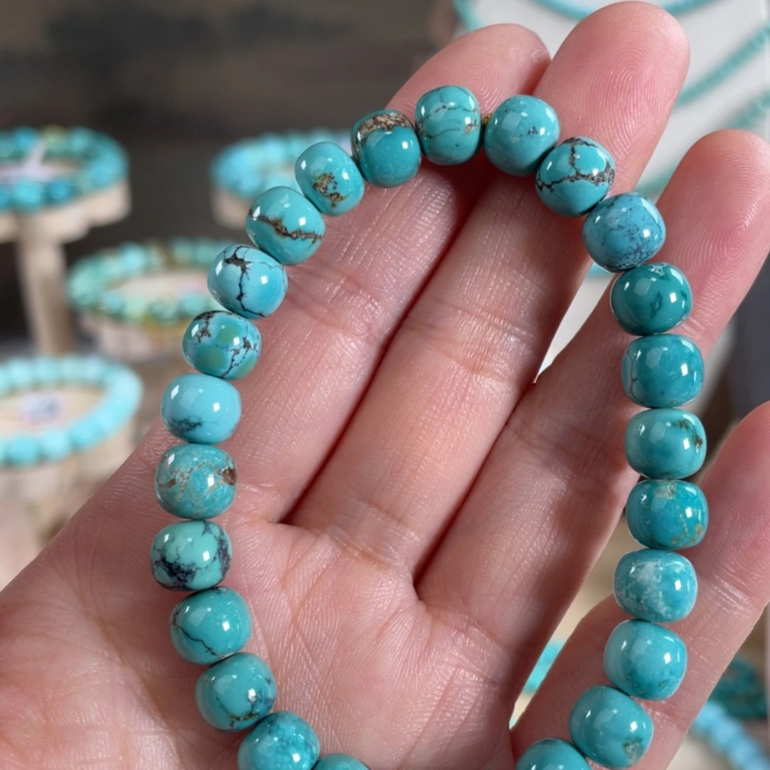 绿松石未镶嵌套链7+精品玉化手串