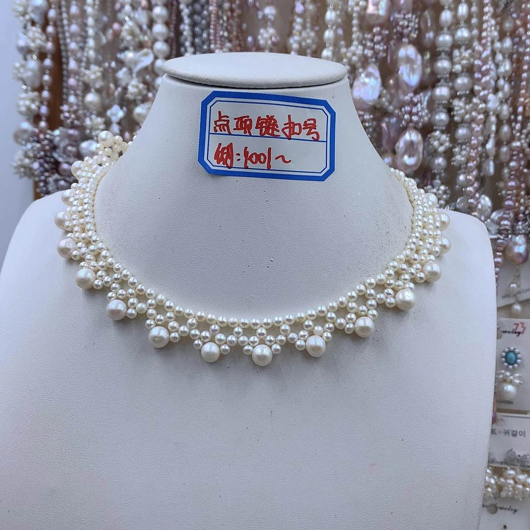 橙***项链耳饰淡水珍珠银S925镶嵌