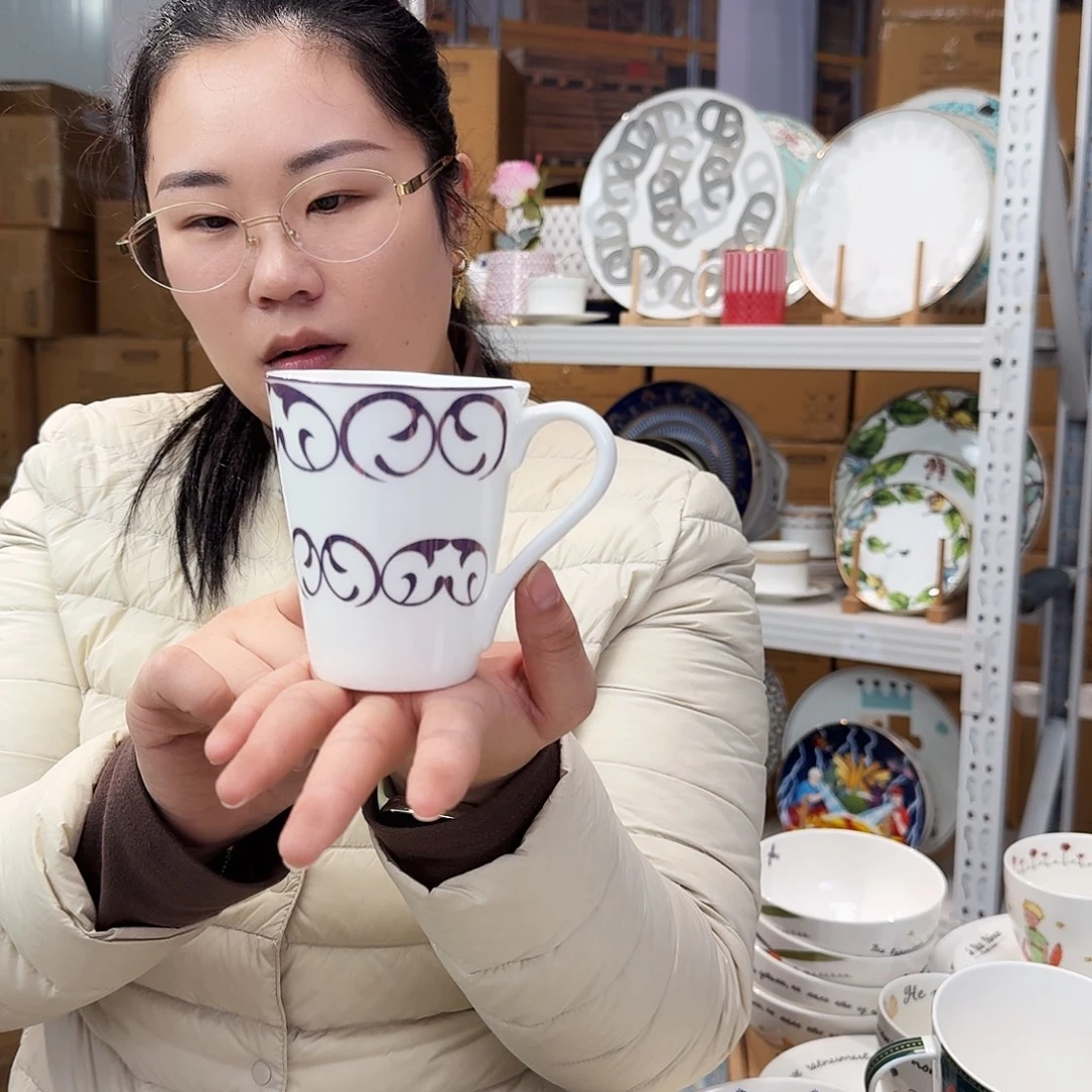 骨瓷高骨马克杯370ml2个外贸骨瓷