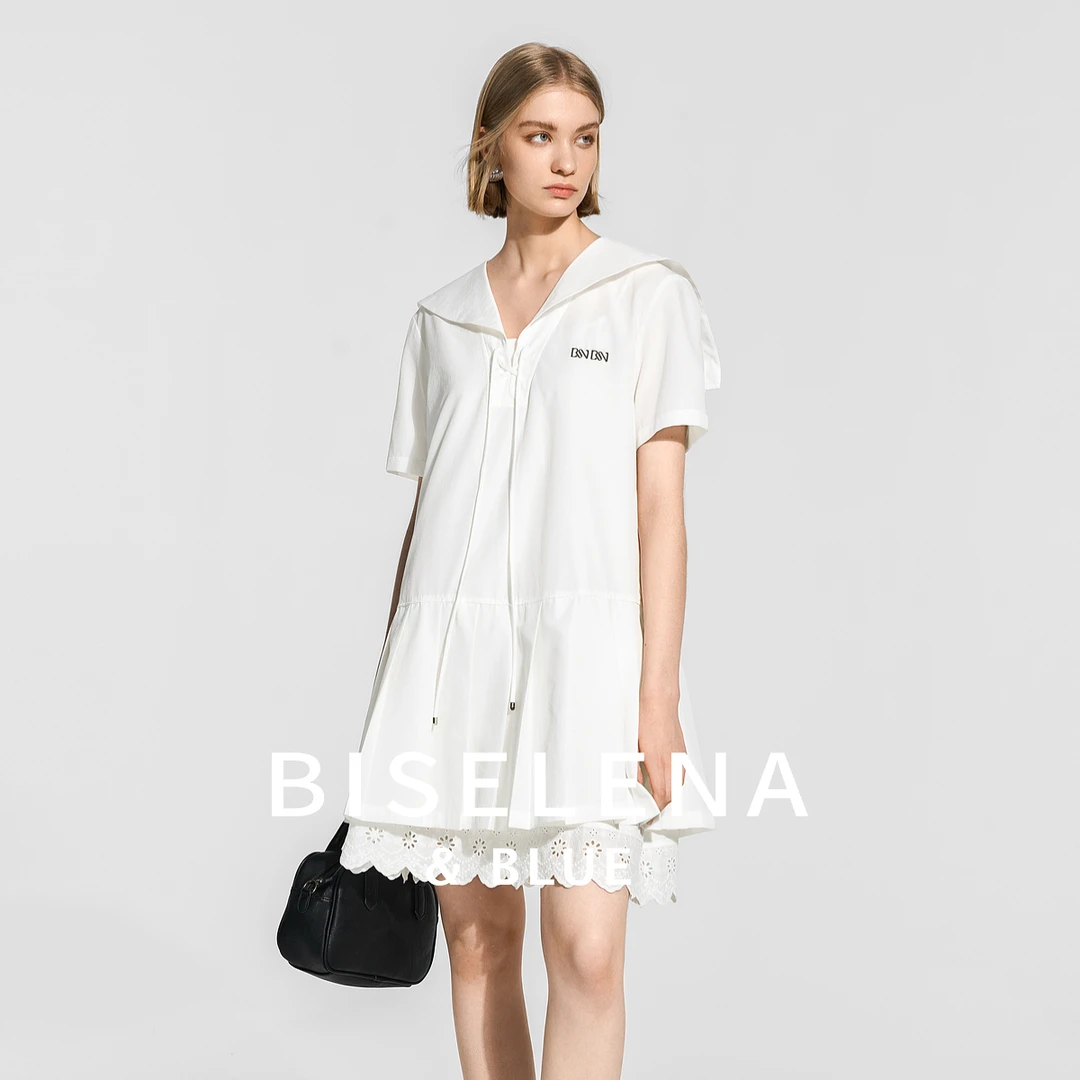 660G贝茜妮“MIU系”海军领压褶套装女V领宽松A字版显瘦中长款