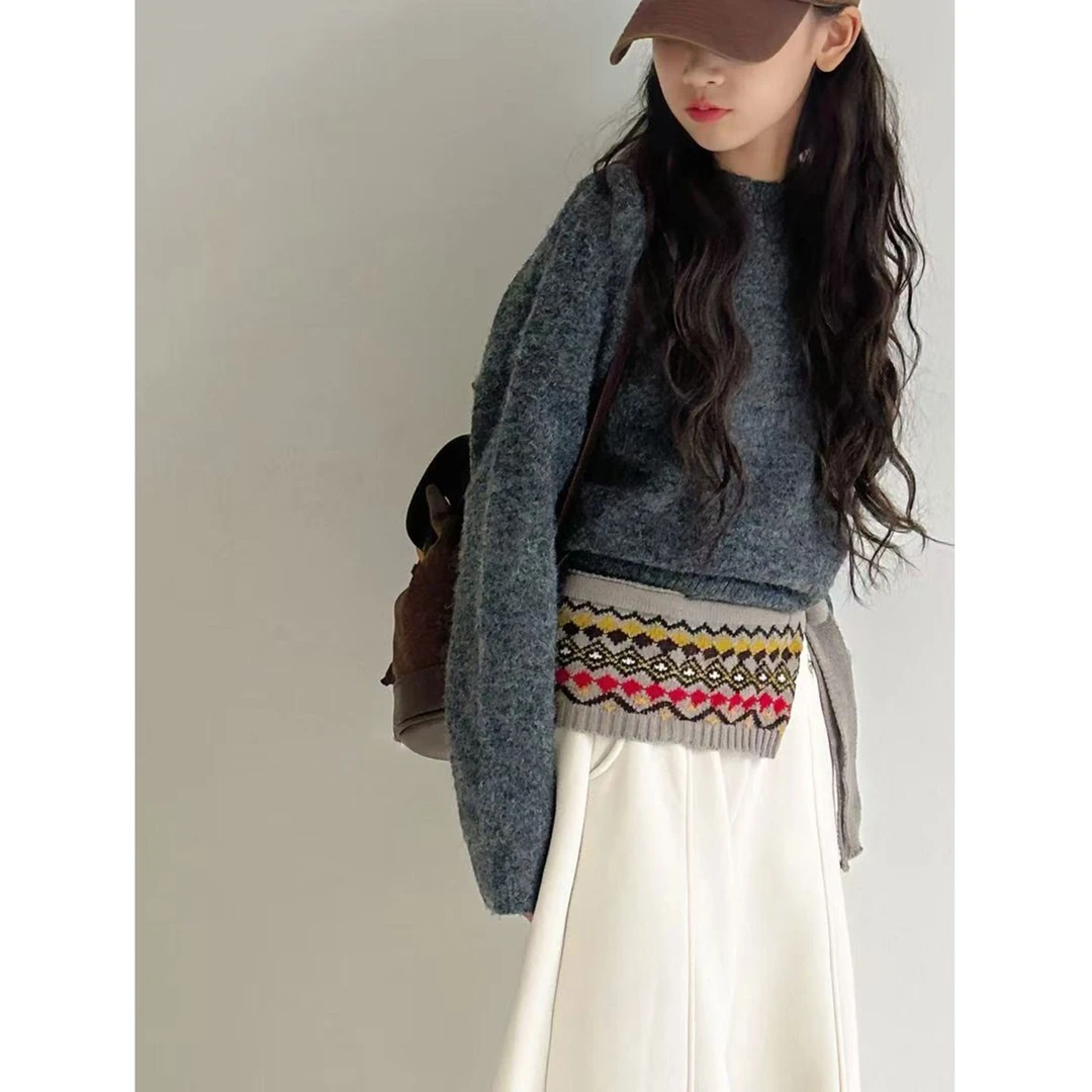 K30308孙小美女童毛衣打底衫2025新款秋冬装儿童上衣加厚韩针织衫