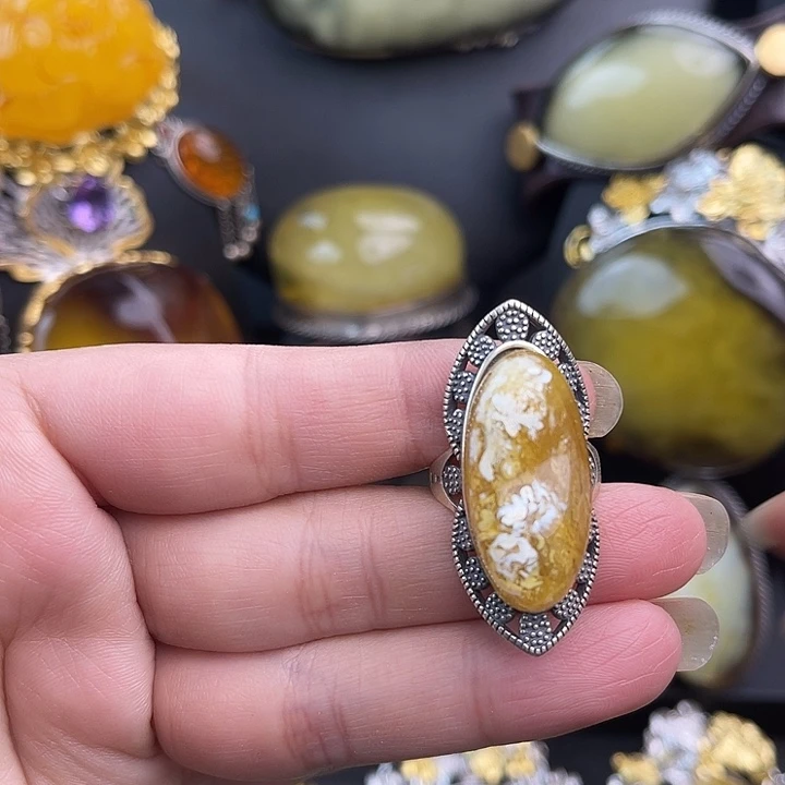 琥珀银S925镶嵌裸石