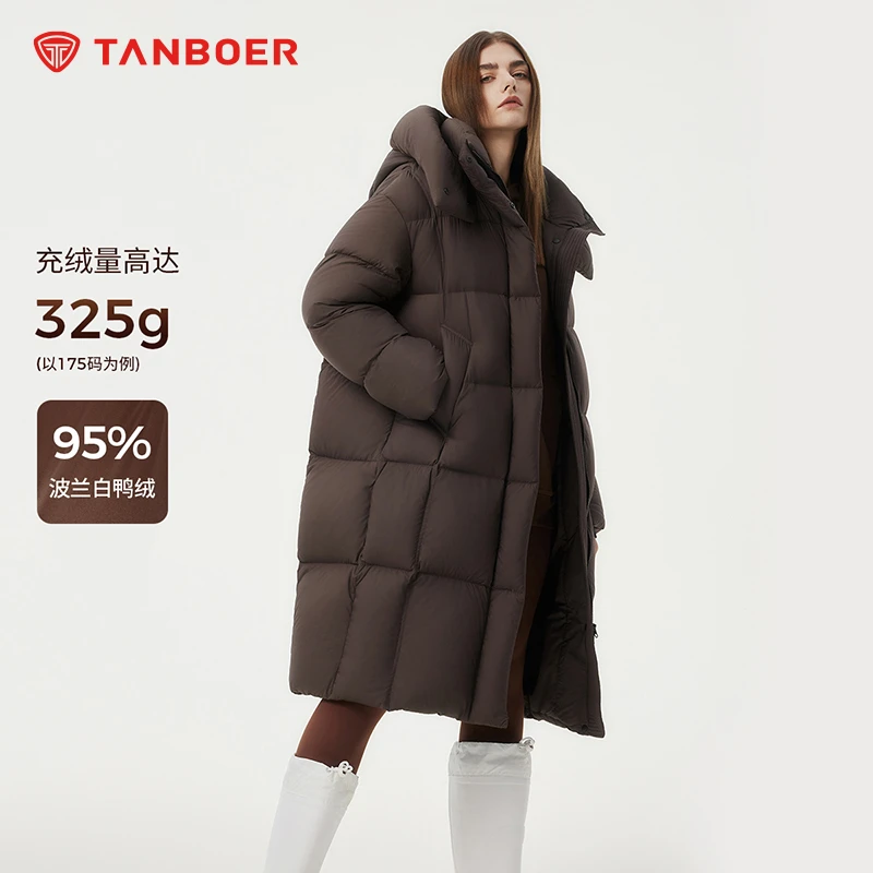 坦博尔新款95绒流光风长款羽绒服女士外套雪乡出游防寒装备802Z