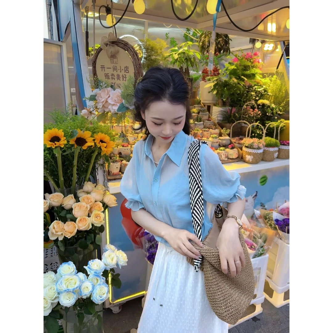 GIRDEAR/哥弟「海盐苏打水」气质清新设计感衬衫女-附内搭 130018