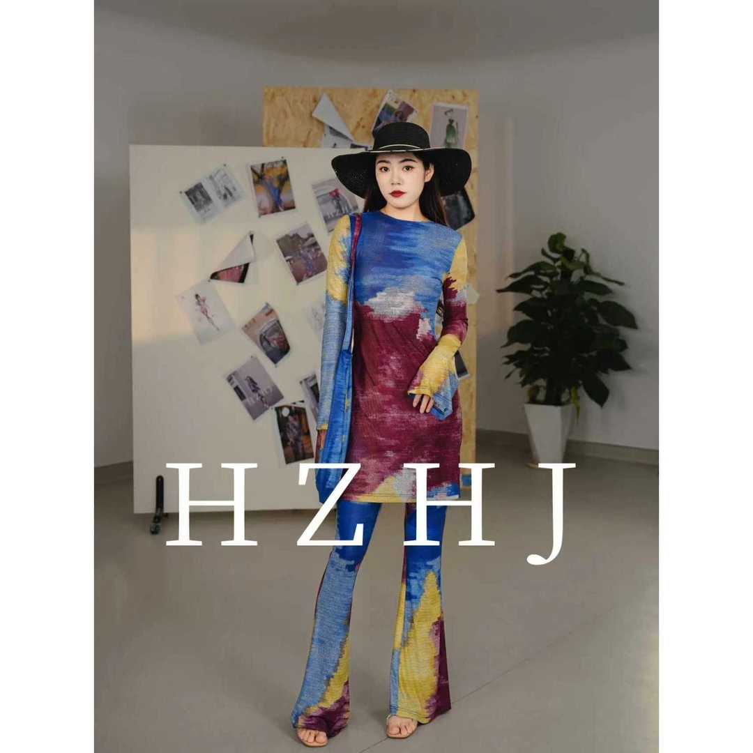 HZHJ新款原创设计师品牌 油画梦幻套装 洋气显瘦高级感2096
