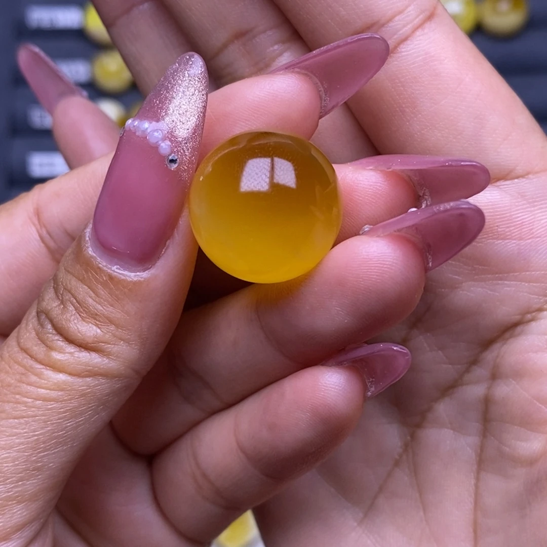 琥珀未镶嵌裸石蜜糖漂花圆珠19.5mm