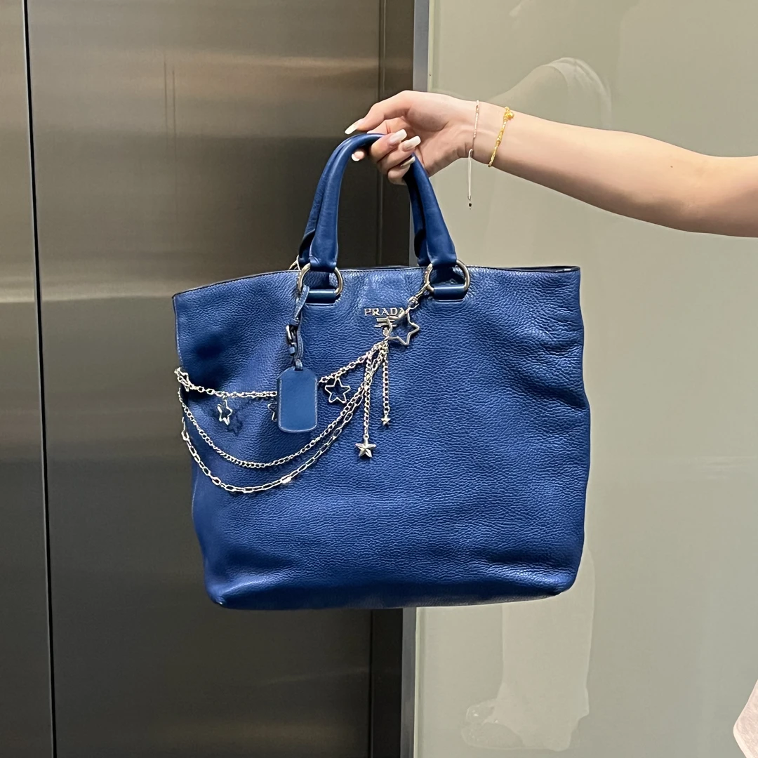 95新 Prada/普拉达 95新prada蓝色托特单肩包/2193148