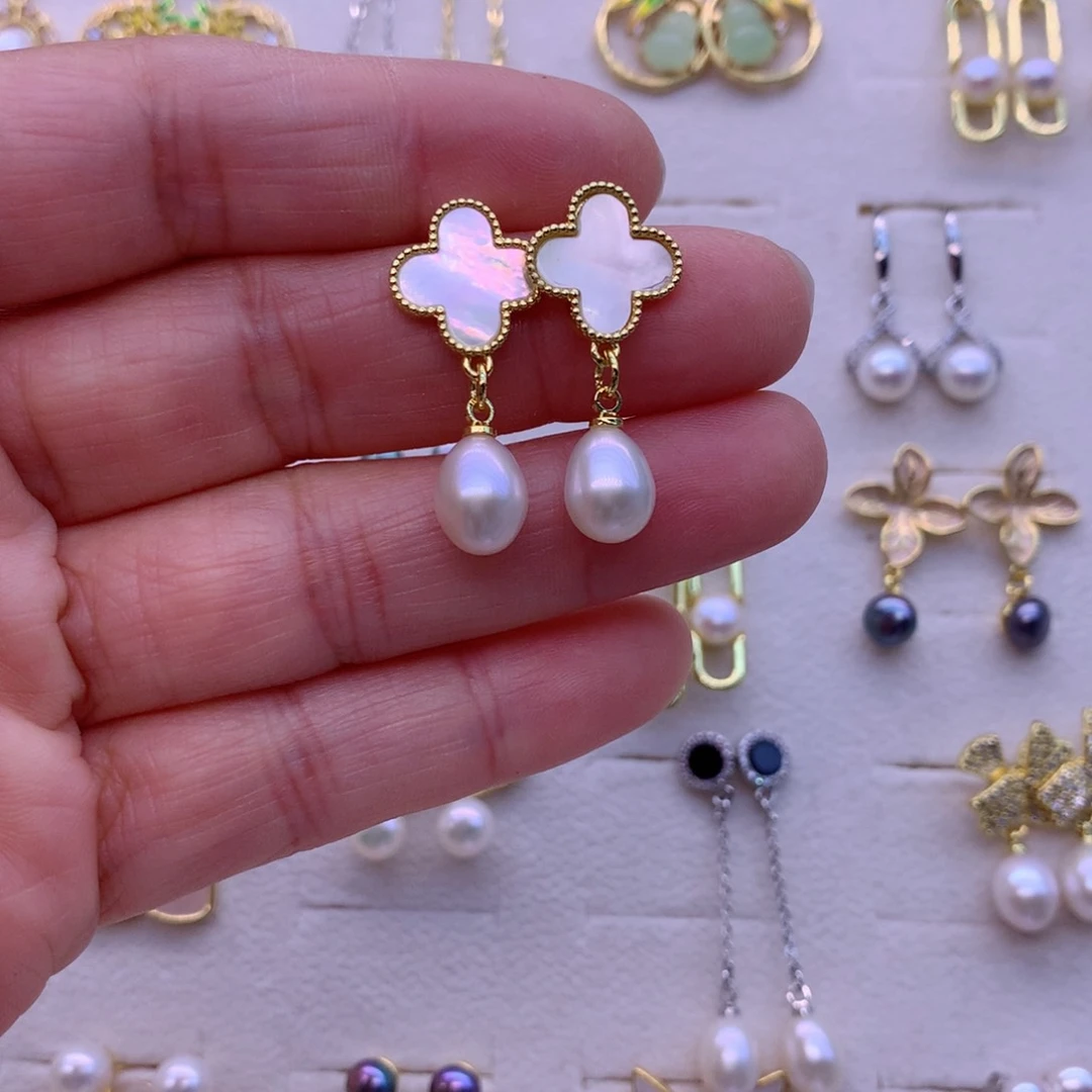 淡水珍珠耳饰合金