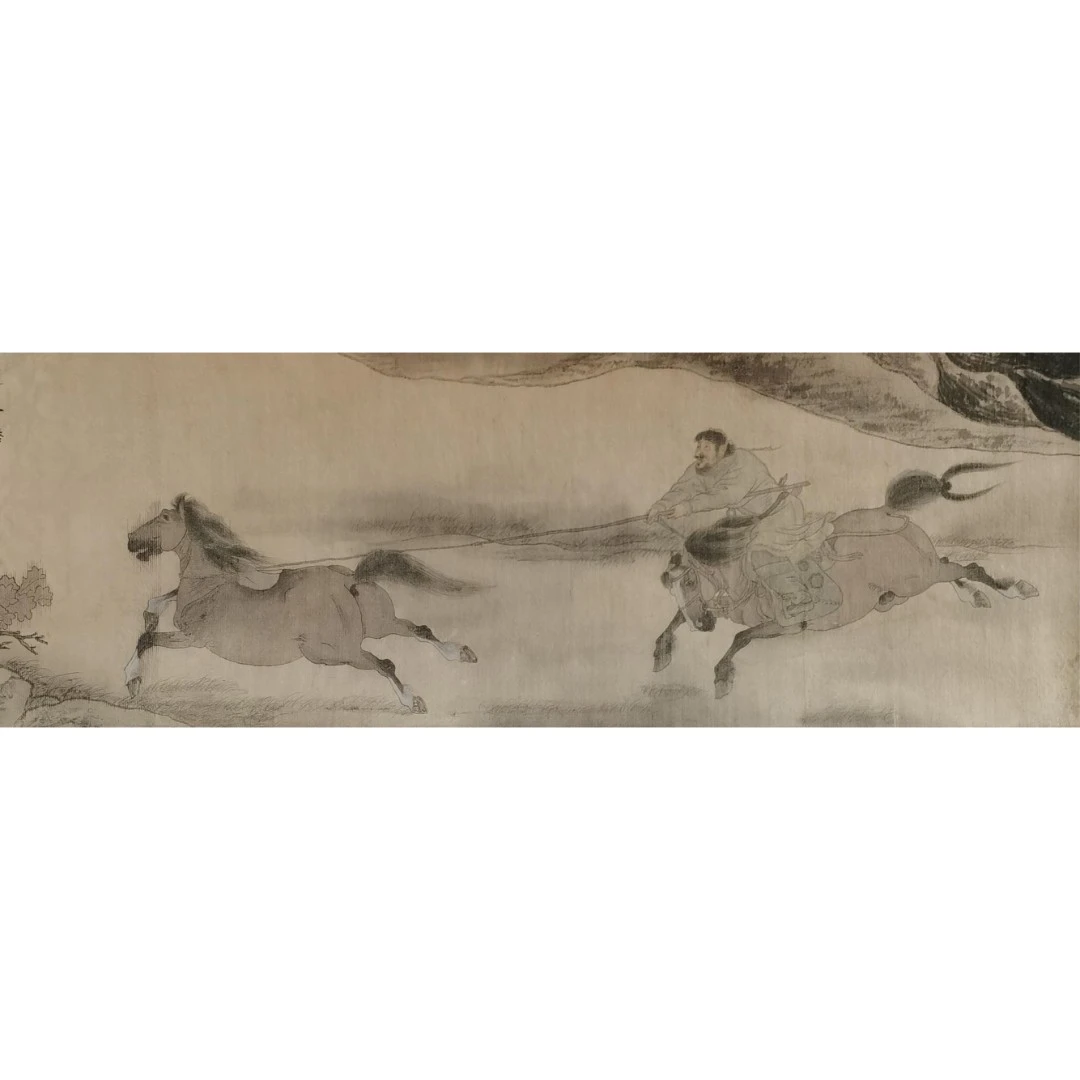 【辽拍】V250709-2-350《牧马图》（2.9平尺) 绢本镜片 ws10