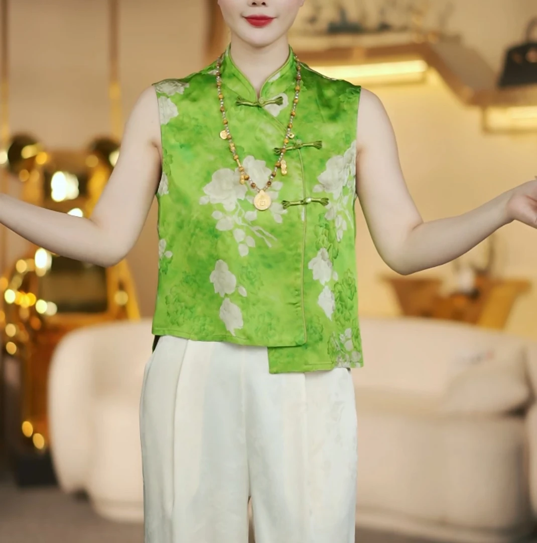 3857新国潮提花一字扣夏季马甲