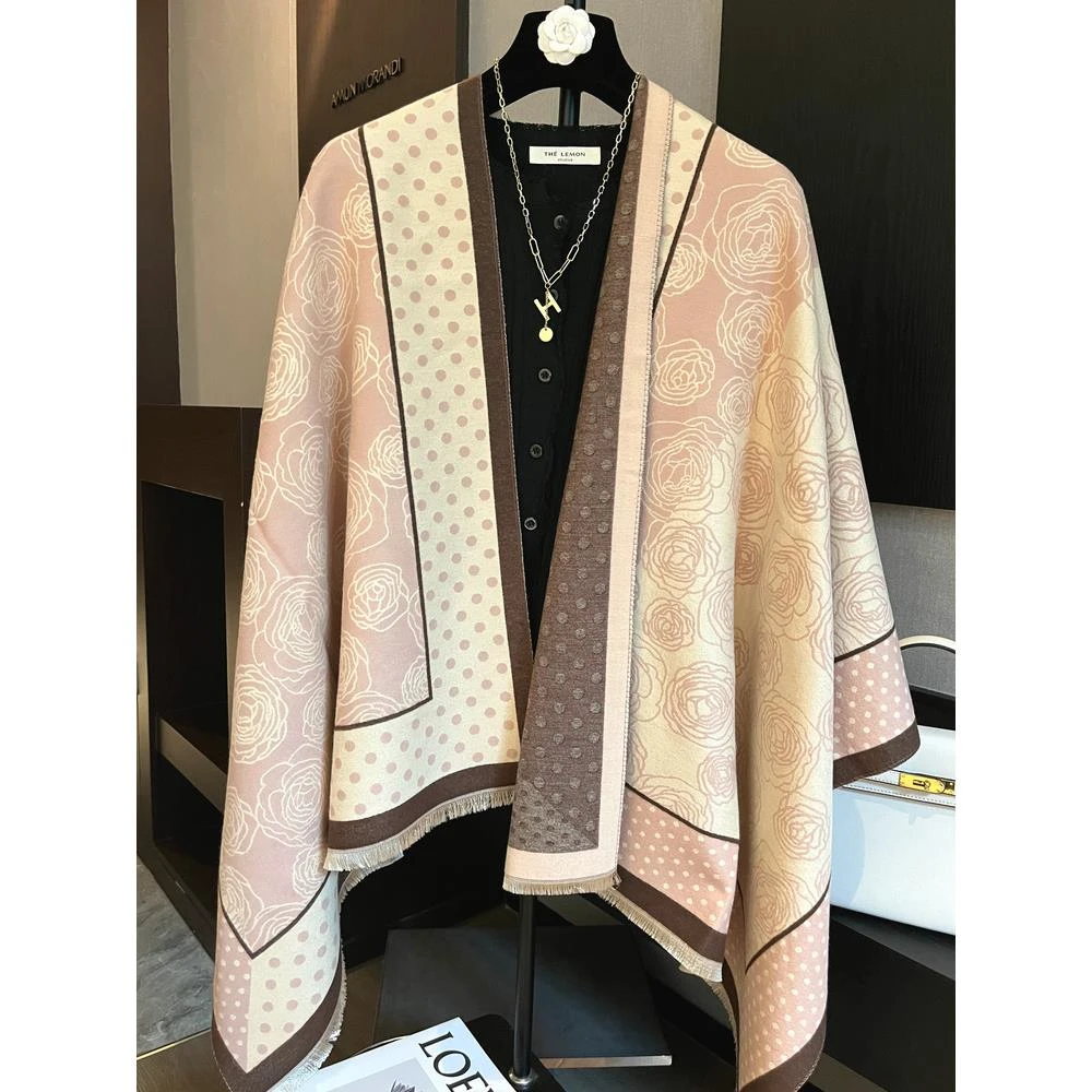 culv2026新款轻奢双面围巾女冬季保暖两用披肩外搭高级感围脖圣诞