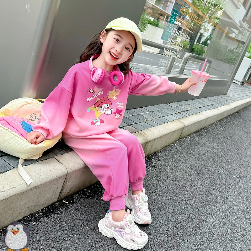 女童2025新款秋季库洛米美乐蒂儿童渐变洋气韩范可爱俏皮套装两件