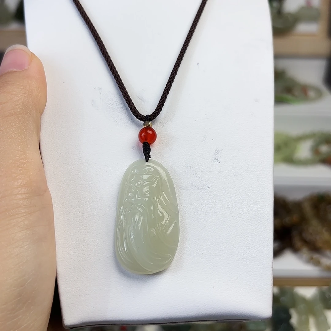 和田玉颈饰未镶嵌关公吊坠