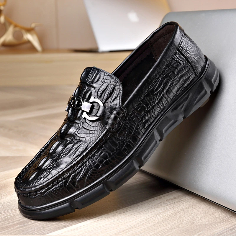 芭步仕BURBUPPS休闲皮鞋男软底防滑豆豆鞋轻便6007