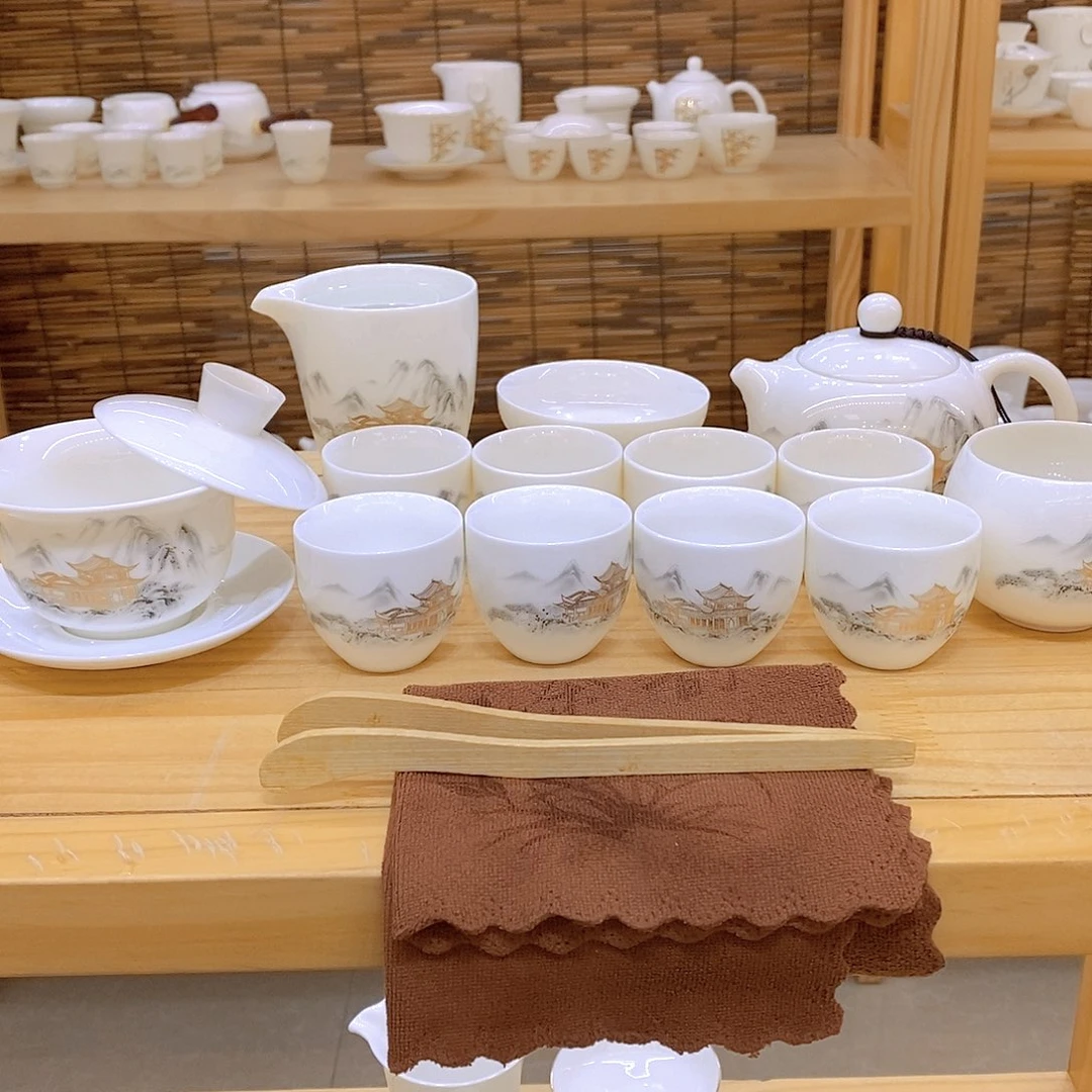 羊脂玉瓷茶具套装