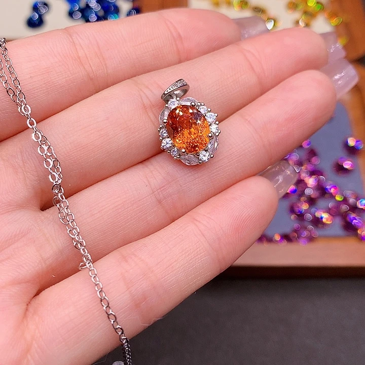 石榴石（芬达石）戒指银S925镶嵌