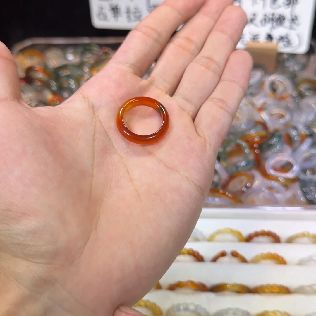 玛瑙/玉髓戒指未镶嵌6号17 圈满9.9包邮有瑕疵