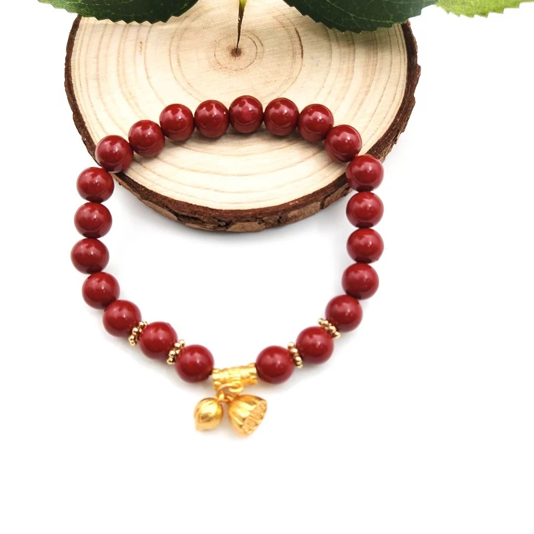 含辰砂工艺品【卫国甄选】两世欢合金镶嵌含辰砂朱砂手串 （BS25914）