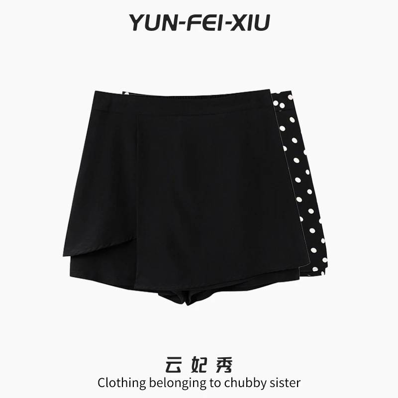 云妃秀大码女装短裤简约时尚波点减龄休闲胖妹妹显瘦韩版夏季9045