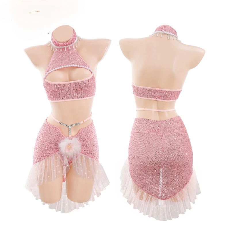 【约会战袍】性感分体亮片睡裙流苏包臀睡裙