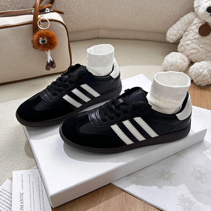 真皮版~内增高5cm德训鞋女2025新款秋季拼色百搭运动休闲阿甘鞋子