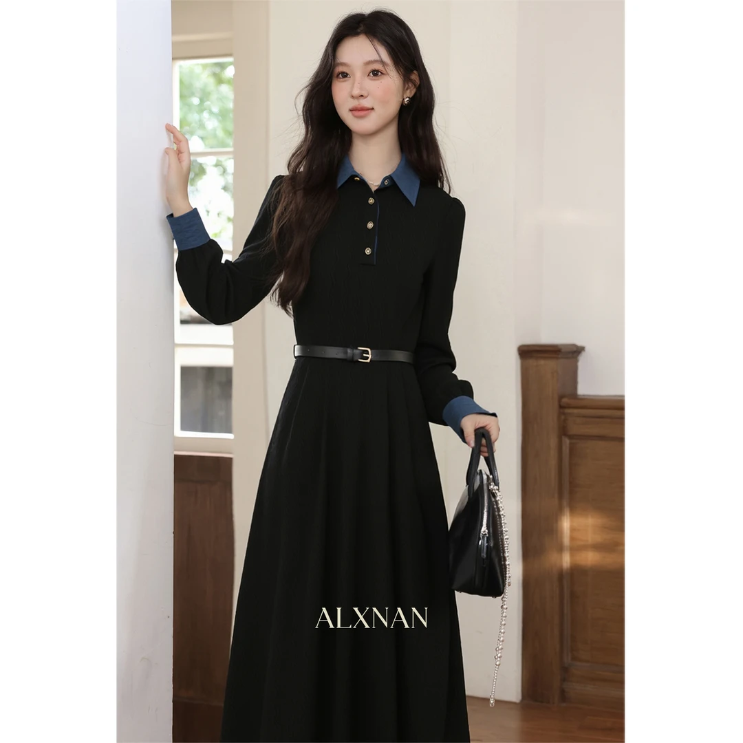 鹿向南「奥伦堡之夜」法式气质收腰显瘦女秋季新款设计感连衣裙