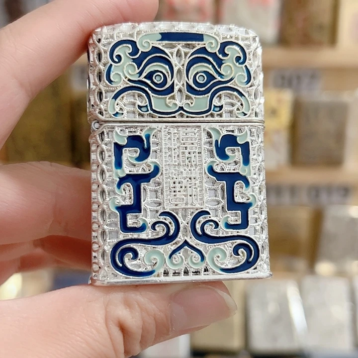 建泰金丝珐琅瑞兽银色款火机