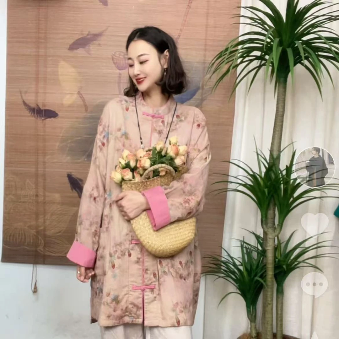 422-8春季新品提花大版高货复古百搭名族风国风文艺风棉麻外套