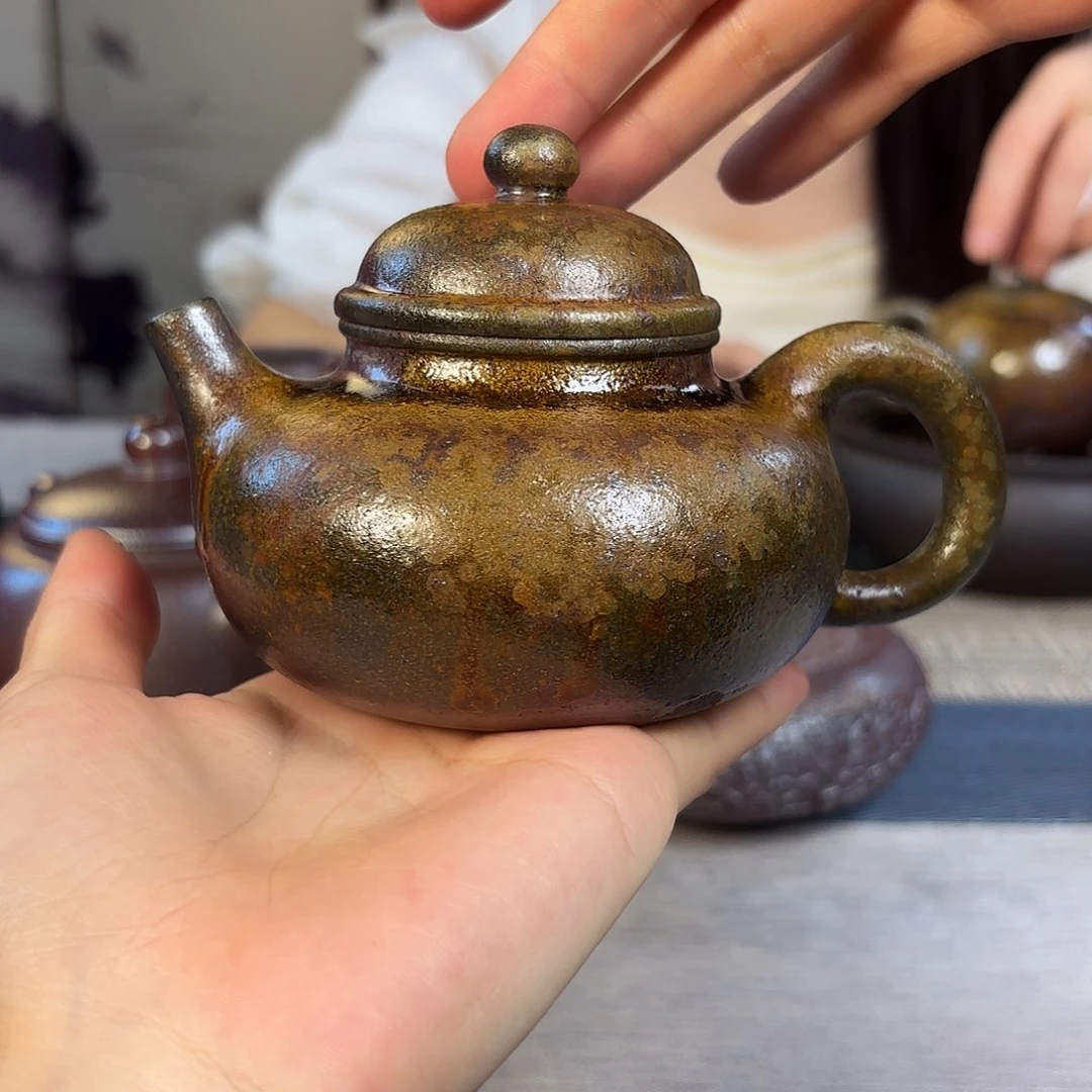 壶柴烧紫砂壶天青容天