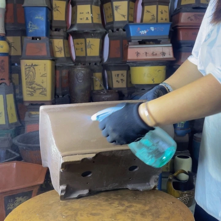 宜兴紫砂花盆32素面马槽