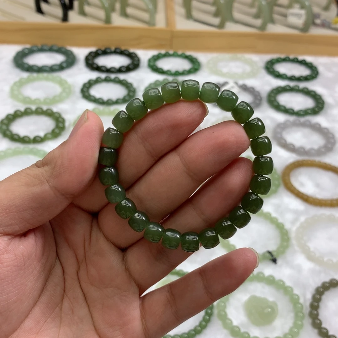 未镶嵌手串和田玉（直切湖水绿8）