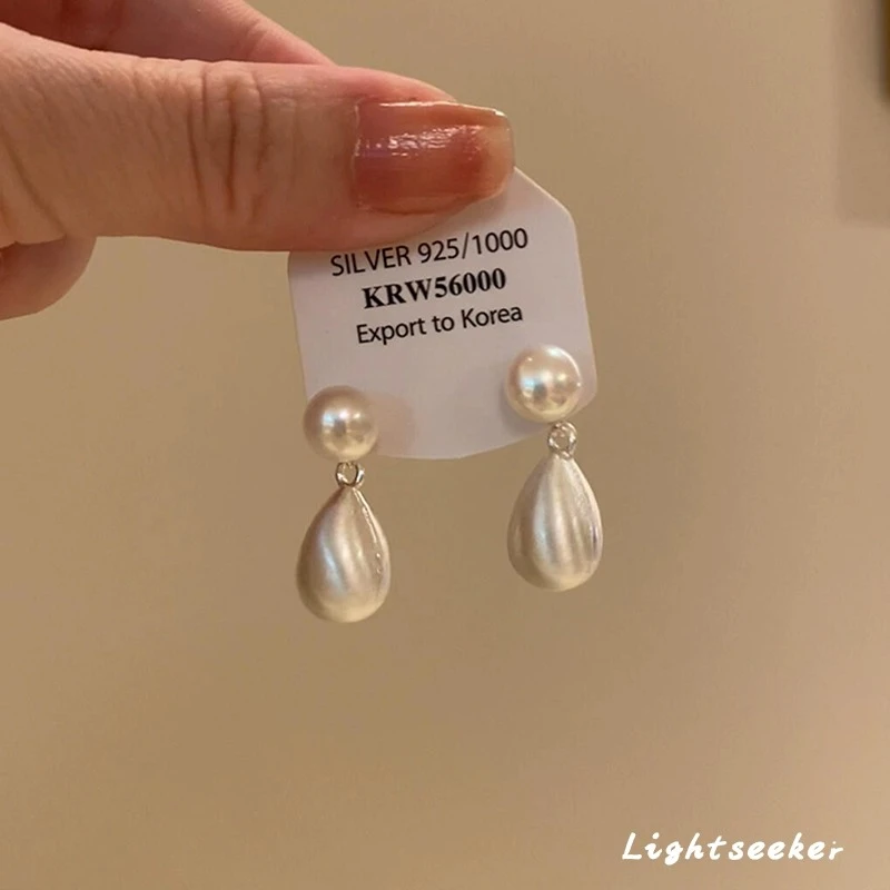 铜合金耳饰 珠珠金属拉丝水滴流苏耳环2025新款爆款气质简约耳钉