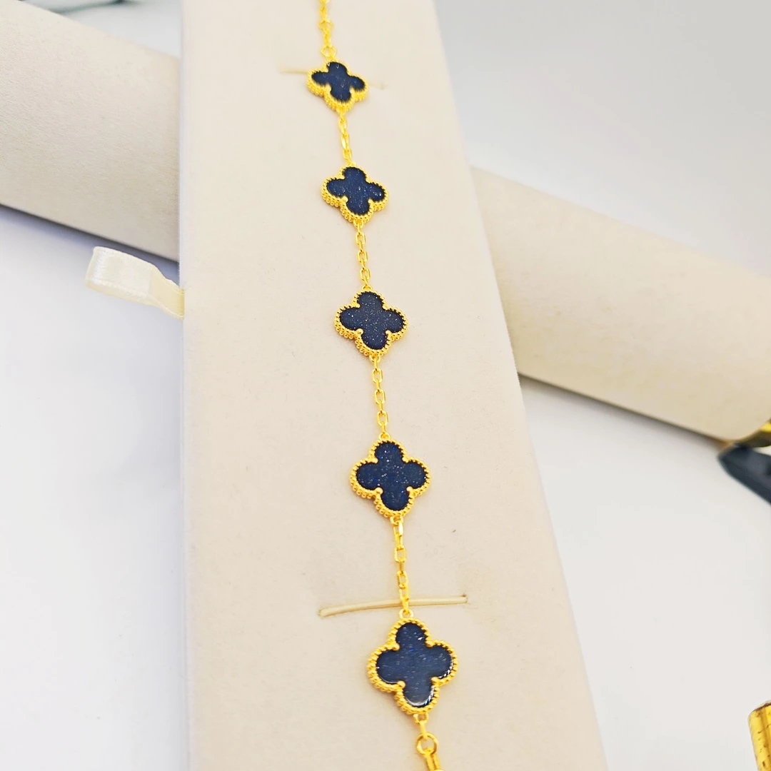 《云聚川珠宝》足金999 真5G 蓝金沙五花镶嵌蓝金沙石手链 时尚大气